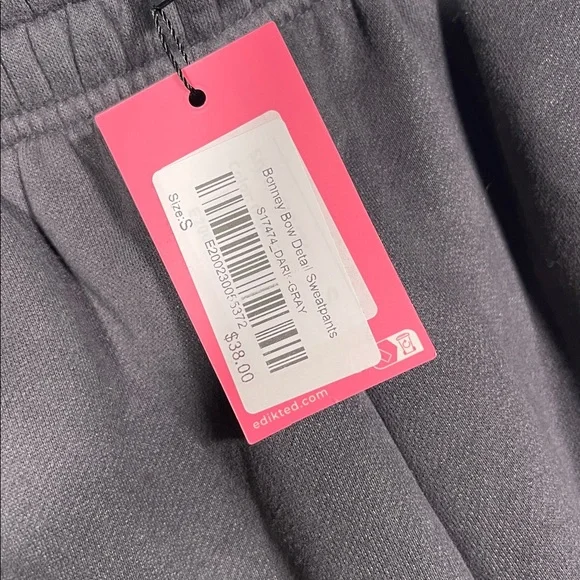 EDIKTED WOMENS BONNEY BOW DETAIL SWEATPANTS WIDE LEG SMALL NWT - Picture 4 of 8